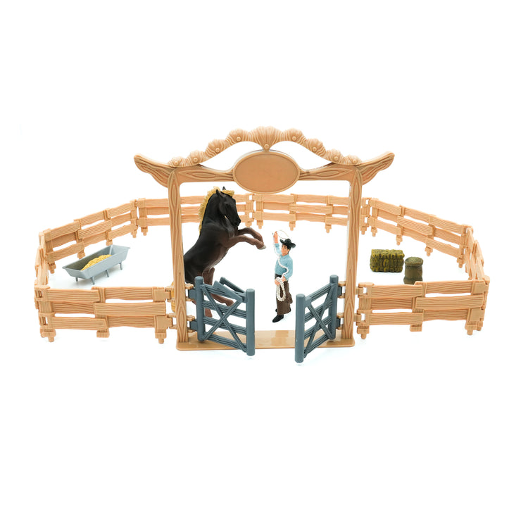 Western Ranch Corral Playset with Horse & Cowboy